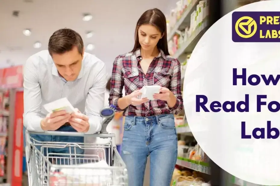 A couple reading Food Labels in a supermarket